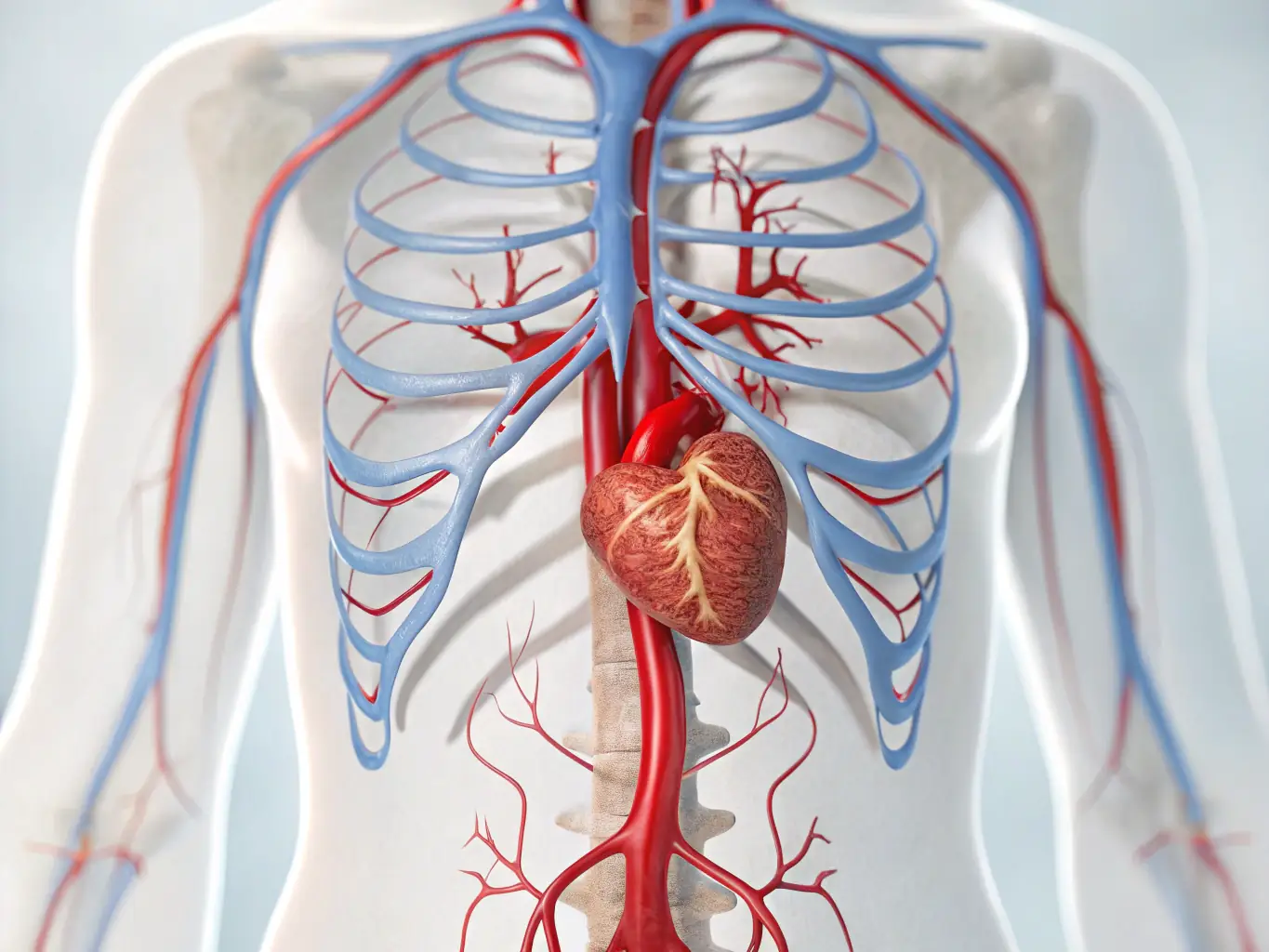 A detailed image of a 3D reconstruction of an abdominal aortic aneurysm, highlighting the aneurysm's size and location. The image should be medically accurate and informative.